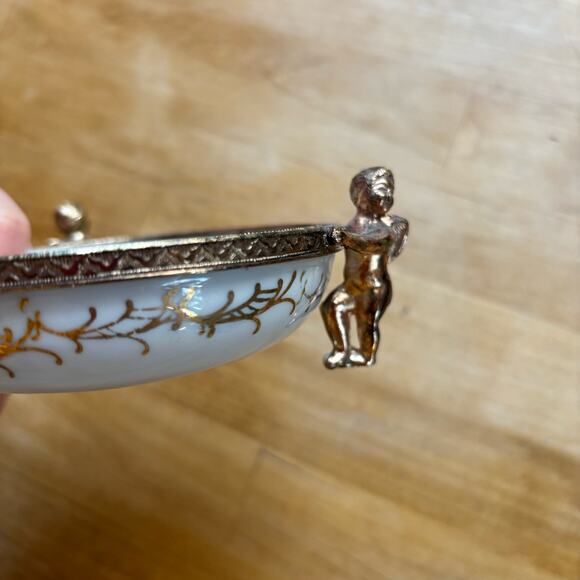 Vintage TAJ importing Co San Francisco Japan Candy Jewelry Dish Angel Stand - Picture 4 of 11